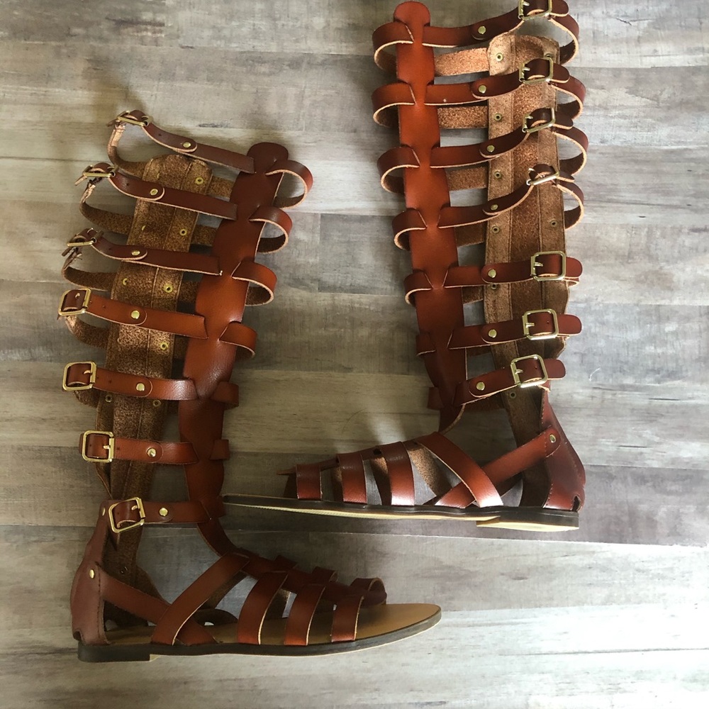 Madden Girl Brown Cognac Penna Gladiator Sandals - Picture 2 of 6